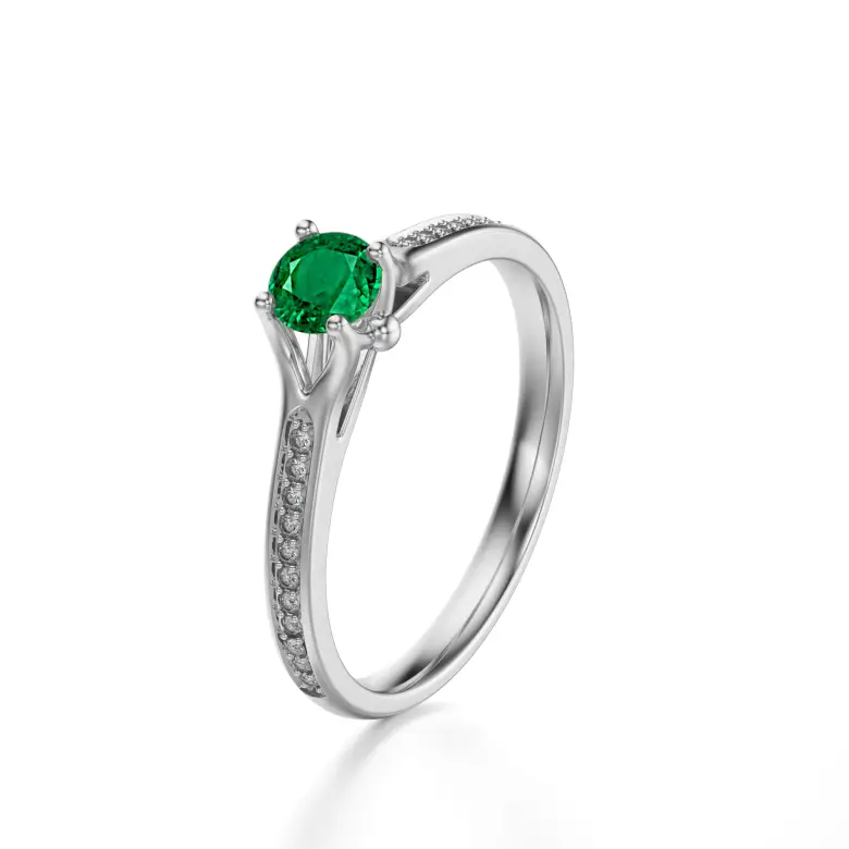 Pierścionek z białego złota ze szmaragdem AJPZ_121 Pierścionek z białego złota ze szmaragdem AJPZ_121